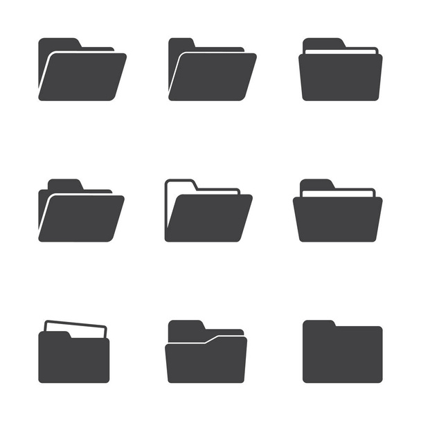 Set of open folder icons, vector isolated - Vector, Image