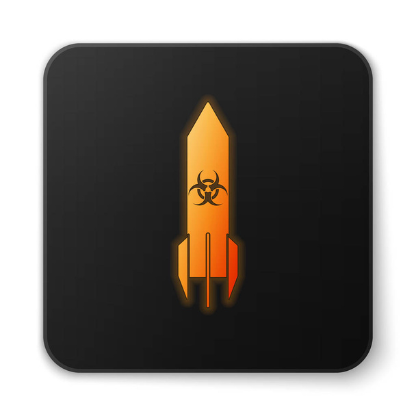 Icona a razzo arancione fluorescente al neon Biohazard isolata su sfondo bianco. La bomba a razzo vola giù. Pulsante quadrato nero. Illustrazione vettoriale
 - Vettoriali, immagini