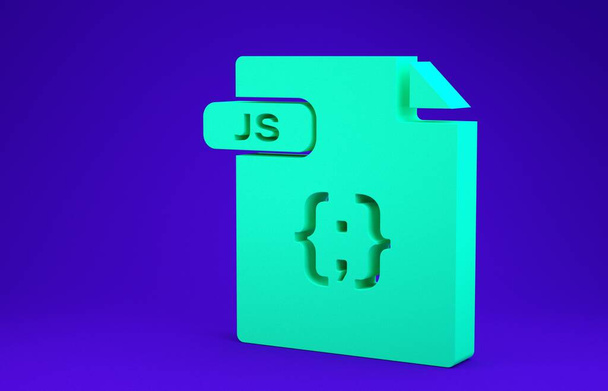 Зелений документ JS. Кнопка звантаження js ізольована на синьому фоні. Символ файла JS. Концепція мінімалізму. 3D ілюстрація 3D рендеринга
 - Фото, зображення