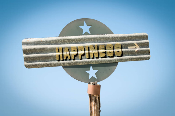 Panneau de signalisation au bonheur - Photo, image