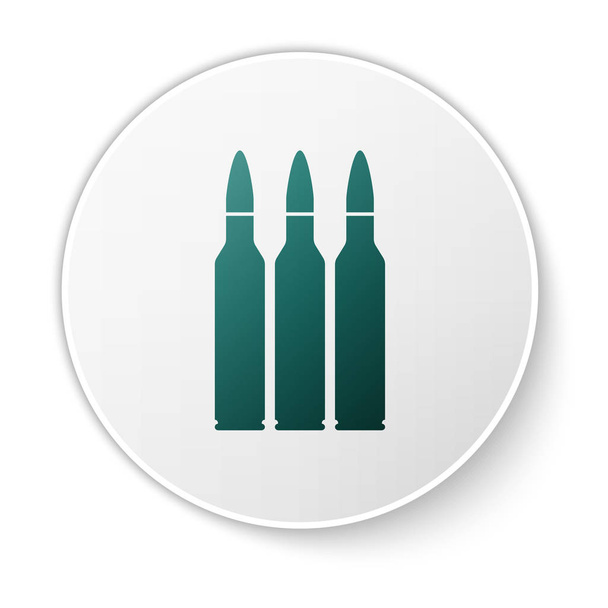 Green Bullet icon isolated on white background. White circle button. Vector Illustration - ベクター画像