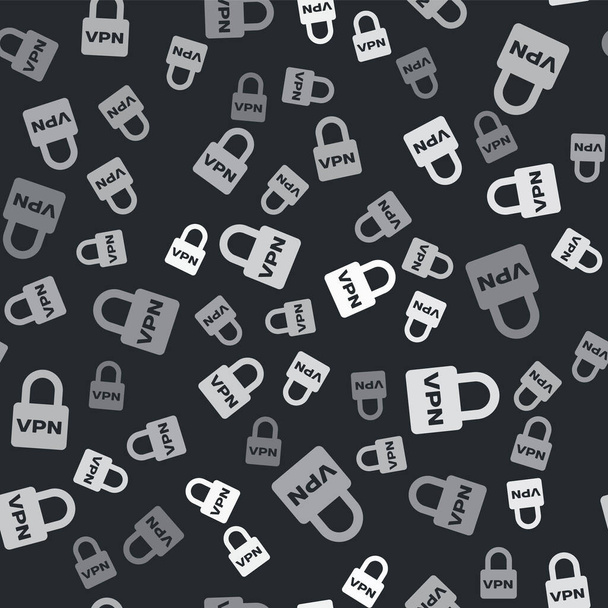 Grey Lock VPN icon isolated seamless pattern on black background.  Vector Illustration - Vector, Image