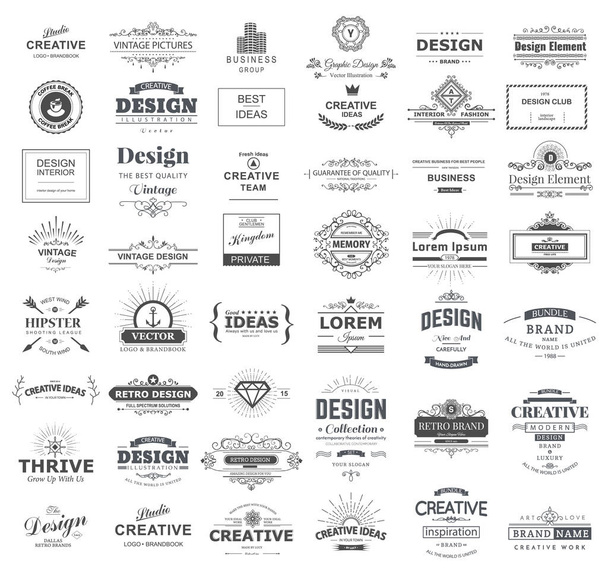 Collection of vintage logos and symbols. - Vetor, Imagem