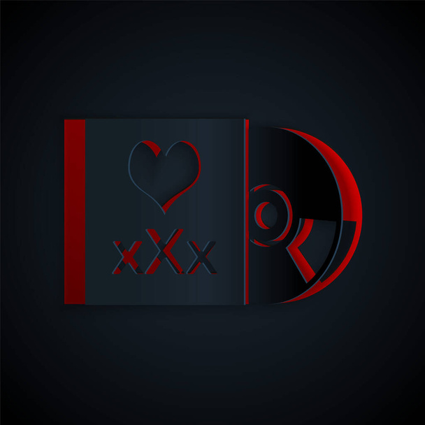Χαρτοκόπτης Δίσκος με επιγραφή Xxx εικόνα που απομονώνεται σε μαύρο φόντο. Σύμβολο περιορισμού ηλικίας. 18 συν το σήμα περιεχομένου. Κανάλι ενηλίκων. Στυλ χάρτινης τέχνης. Εικονογράφηση διανύσματος - Διάνυσμα, εικόνα