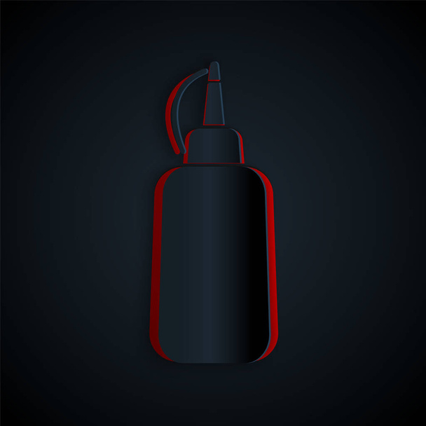 Papír řez Hořčice láhev ikona izolované na černém pozadí. Papírový styl. Vektorová ilustrace - Vektor, obrázek