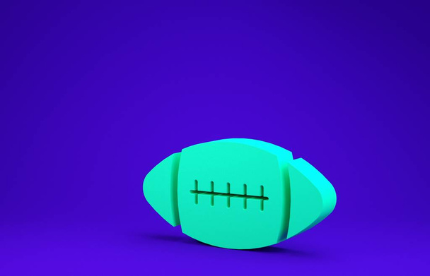 Icona della palla da football americano verde isolata su sfondo blu. Concetto minimalista. Illustrazione 3d rendering 3D
 - Foto, immagini