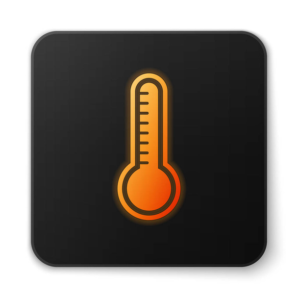 Termometro al neon incandescente arancione Meteorologia che misura il calore e l'icona fredda isolata su sfondo bianco. Apparecchiatura termometrica che mostra tempo caldo o freddo. Pulsante quadrato nero. Illustrazione vettoriale
 - Vettoriali, immagini