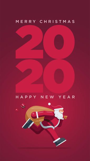 Santa Claus running year 2020 - Vector, Image
