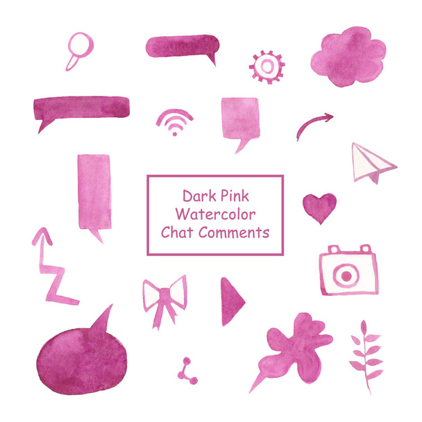Állítsa be a Dark Pink Watercolor Elements előfizetői megjegyzéseket chat-ben. Egy társ. - Fotó, kép