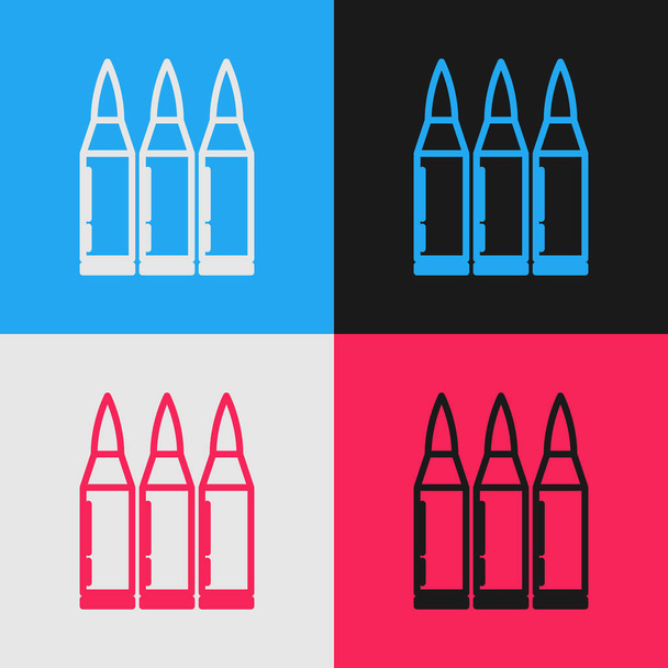 Línea de color Icono de bala aislado sobre fondo de color. Dibujo de estilo vintage. Ilustración vectorial
 - Vector, Imagen