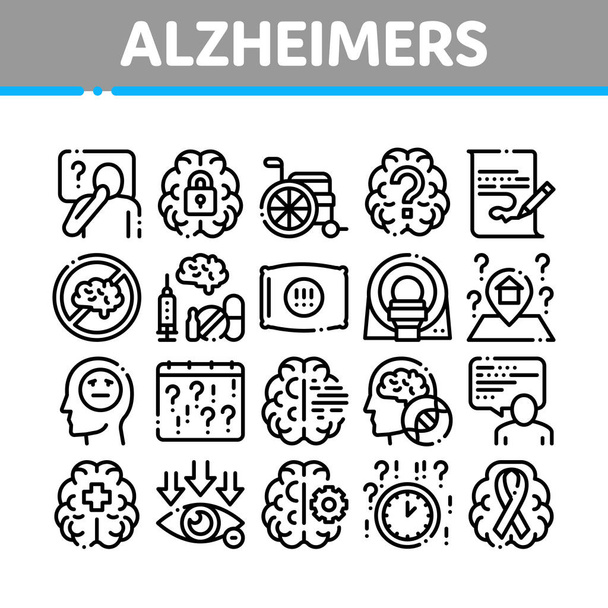 Alzheimers coleção de ícones conjunto vetor
 - Vetor, Imagem