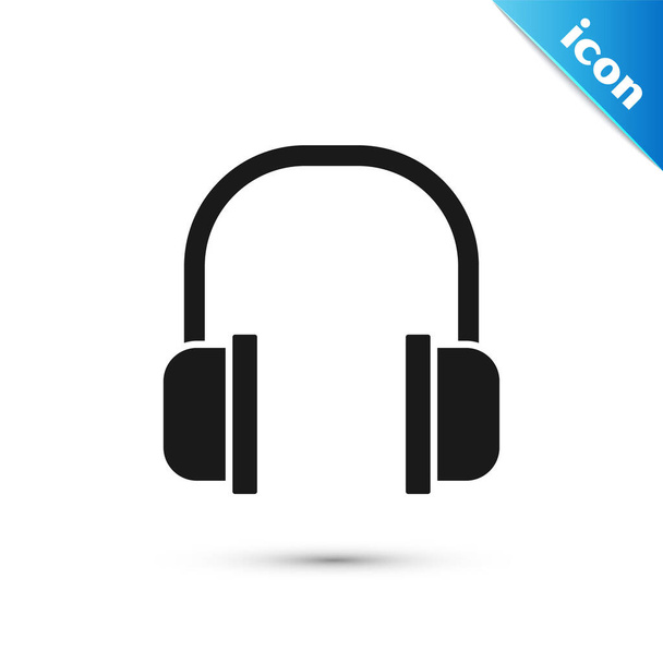 Icono de auriculares negros aislado sobre fondo blanco. Signo de auriculares. Concepto para escuchar música, servicio, comunicación y operador. Ilustración vectorial
 - Vector, Imagen