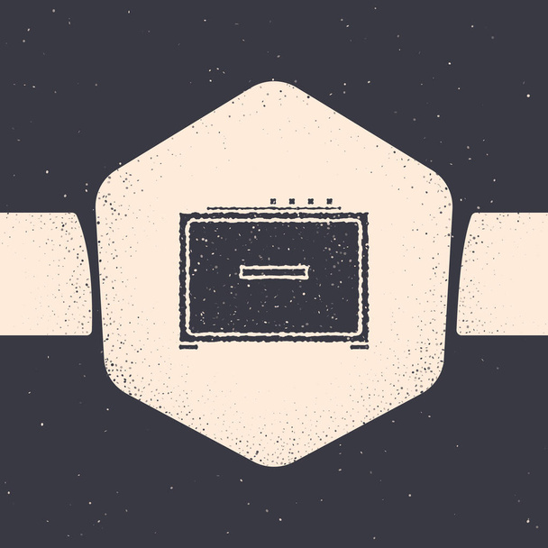 Icône d'amplificateur de guitare Grunge isolée sur fond gris. Instrument de musique. Dessin vintage monochrome. Illustration vectorielle
 - Vecteur, image