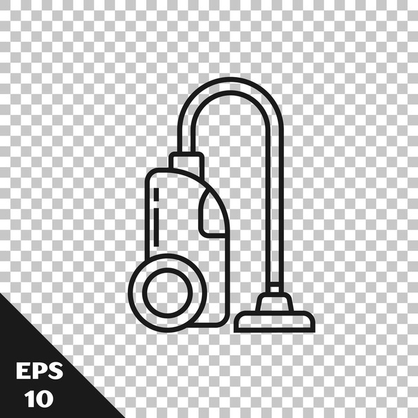 Black line Vacuum cleaner icon isolated on transparent background.  Vector Illustration - Vector, Image