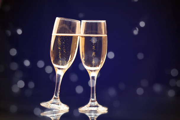 Two champagne glasses ready to bring in the New Year - Photo, image