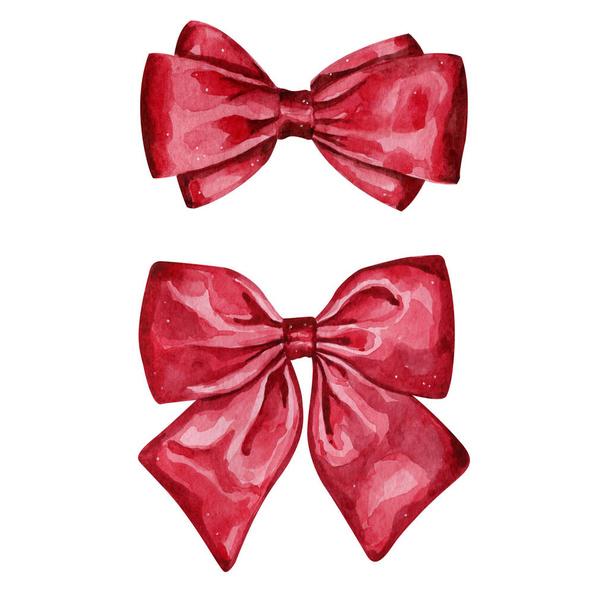 Illustration aquarelle de noeuds rouges pour cadeaux
 - Photo, image