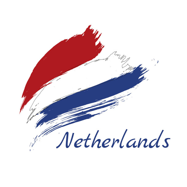 Zászló Hollandia grunge ecset stroke. Vektorillusztráció. - Vektor, kép