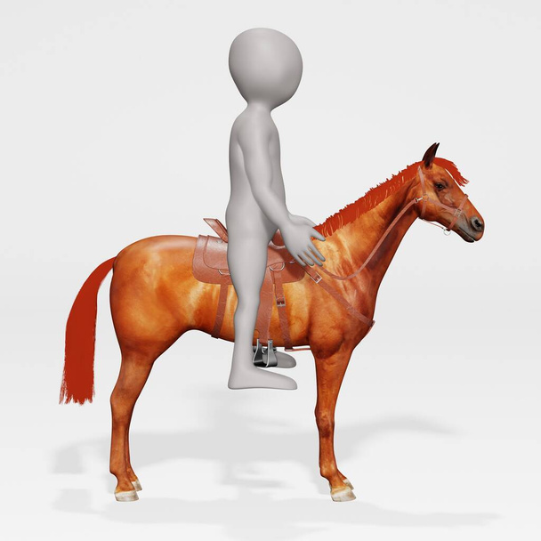 3D renderizado de personaje de dibujos animados con caballo
 - Foto, Imagen
