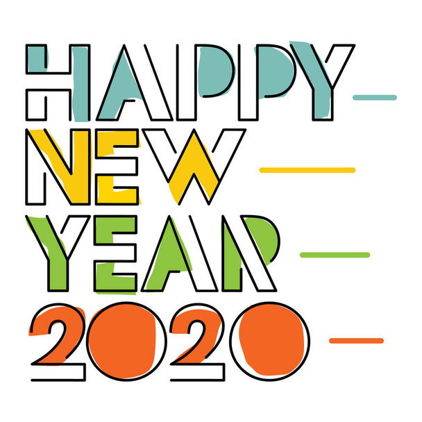 Felice anno nuovo 2020 tipografia vettoriale poster design illustrazione
. - Vettoriali, immagini