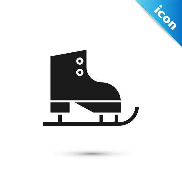 Black Figure skates icon isolated on white background. Ice skate shoes icon. Sport boots with blades. Vector Illustration - Vector, Image