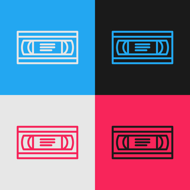Ligne de couleur VHS cassette vidéo icône isolée sur fond couleur. Dessin style vintage. Illustration vectorielle
 - Vecteur, image
