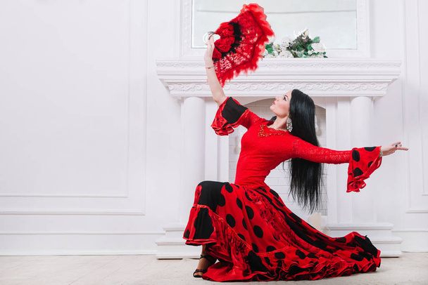 beautiful flamenco dancers performing a fiery dance - 写真・画像
