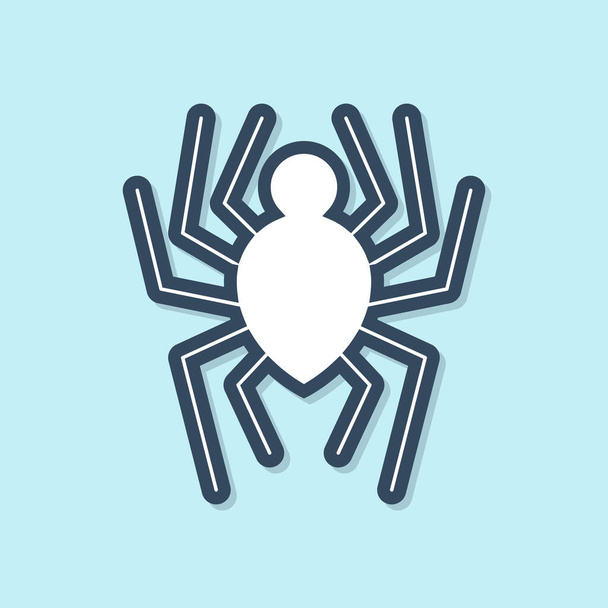 Blue line Spider icon isolated on blue background. Happy Halloween party.  Vector Illustration - Vector, Image