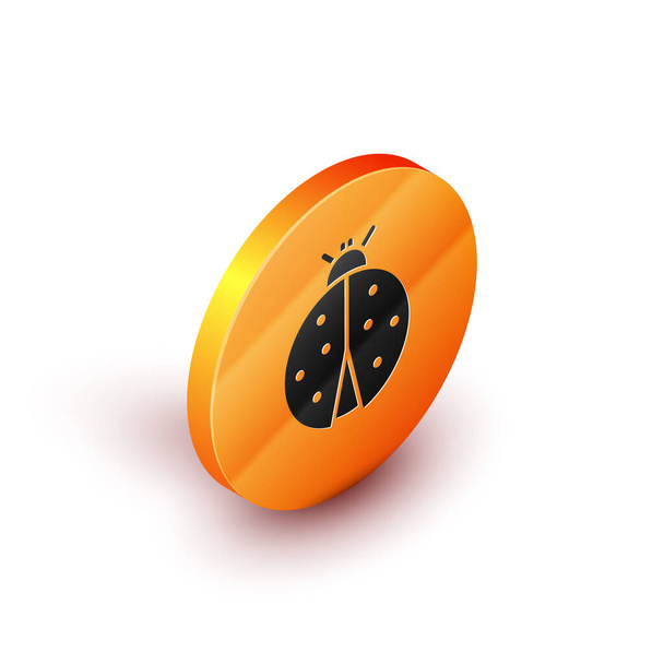 Isometrische Ladybug icoon geïsoleerd op witte achtergrond. Oranje cirkel knop. Vector Illustratie - Vector, afbeelding