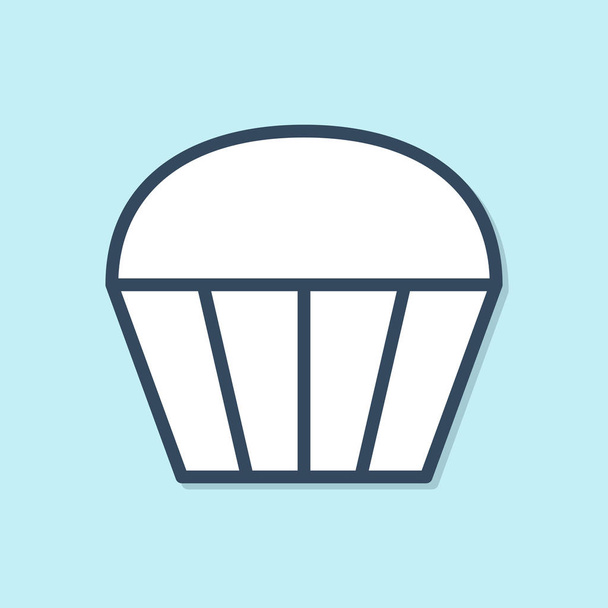 Blue line Muffin icon isolated on blue background.  Vector Illustration - Vektor, obrázek