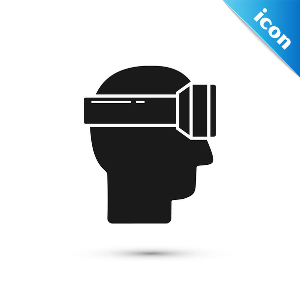 Icona occhiali realtà virtuale nera isolata su sfondo bianco. Maschera stereoscopica 3D vr. Illustrazione vettoriale
 - Vettoriali, immagini