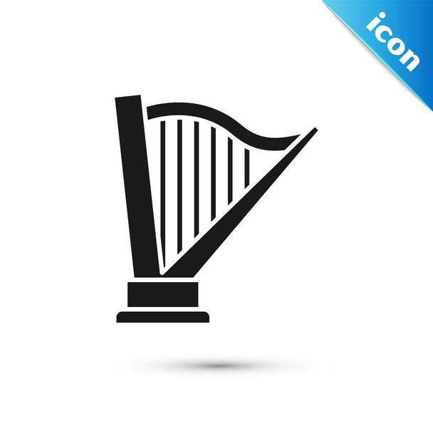 Icône Harpe noire isolée sur fond blanc. Instrument de musique classique, élément acoustique à cordes orhestra. Illustration vectorielle
 - Vecteur, image