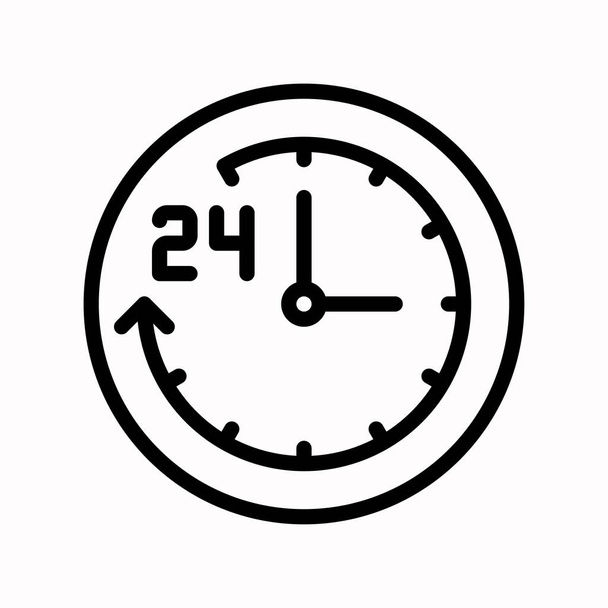 Wektor 24 godzin, ikona linii związana z Czarnym Piątkiem - Wektor, obraz