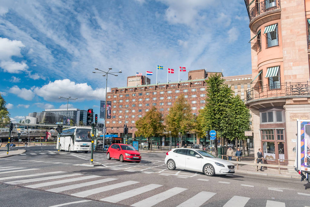 Tegelbacken is a junction at Norrmalm in Central Stockholm. - Foto, afbeelding