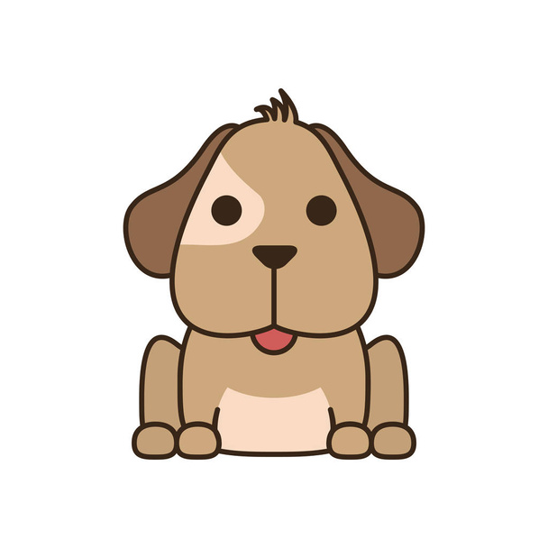 cute little dachshund dog fill style icon - Vetor, Imagem