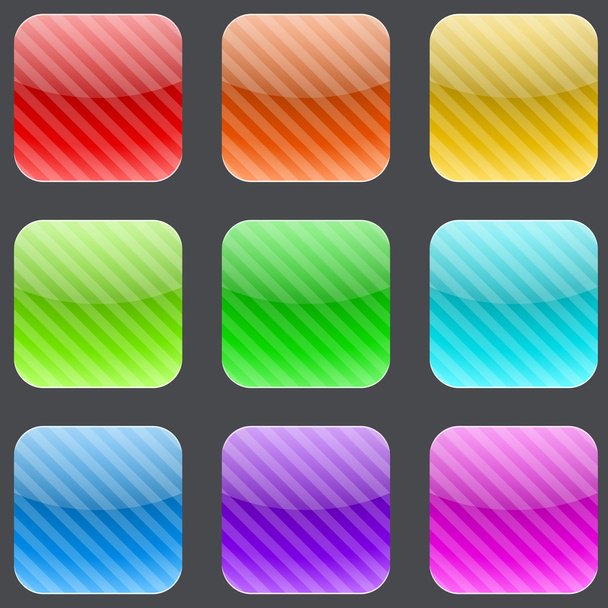 Varicolored striped rounded square buttons - Vector, Imagen