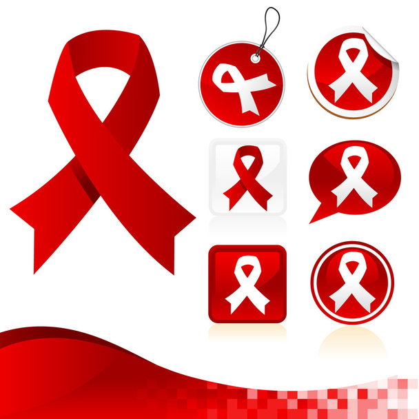 Red Awareness Ribbons Kit - Vektor, kép
