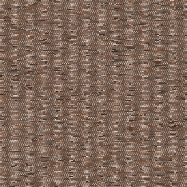 Brown Heather Marl Knit Texture Background. Blanket Stitch Seamless Pattern. Homespun Faux Woolen Fabric Structure Textile. Monochrome Yarn Melange All Over Print. Vector Eps 10  - Vector, Image