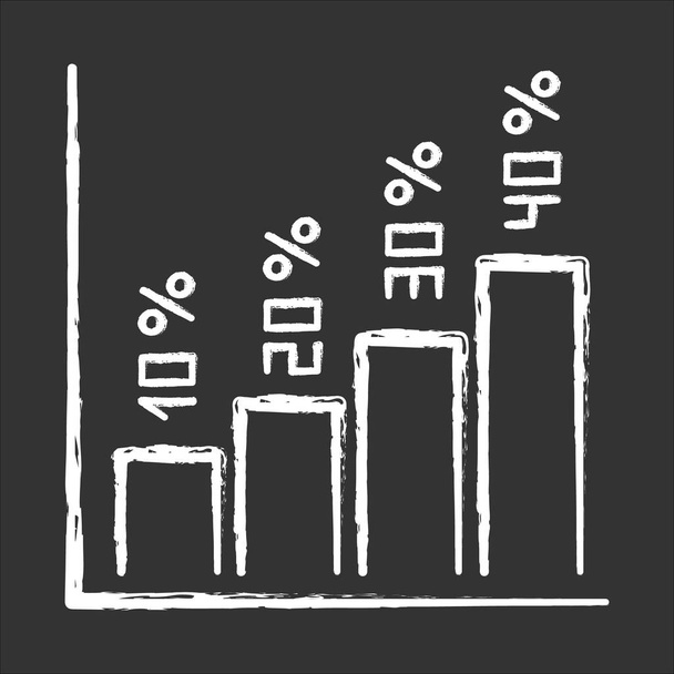 Vertical histogram chalk icon. Increasing interest rate segment  - Vector, Image