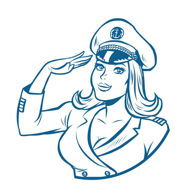 Kobieta kapitan statku morskiego - Wektor, obraz