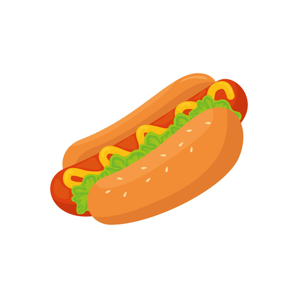 vynikající hot dog fast food izolované ikony - Vektor, obrázek