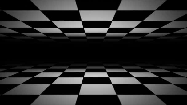 Soyut Checkerboard Peyzaj Düzensiz Döngüsü / 4k Soyut siyah ve beyaz karoların canlandırması Dama tahtasız döngüsüz döngü arkaplanı - Video, Çekim