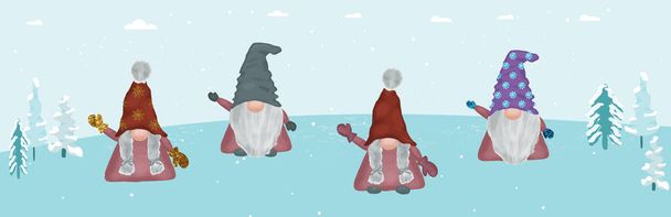Folklorique scandinave gnomes de Noël Nisse ou Tomte saluant
. - Vecteur, image