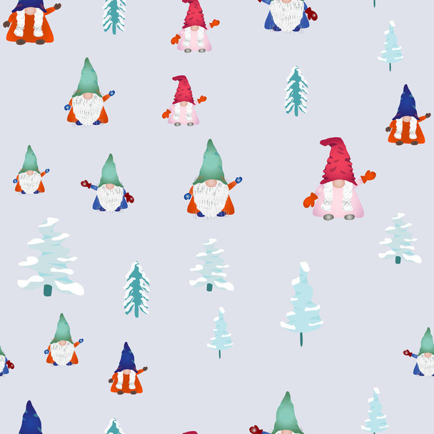 Natale scandinavo gnomi modello senza soluzione di continuità su azzurro
. - Vettoriali, immagini