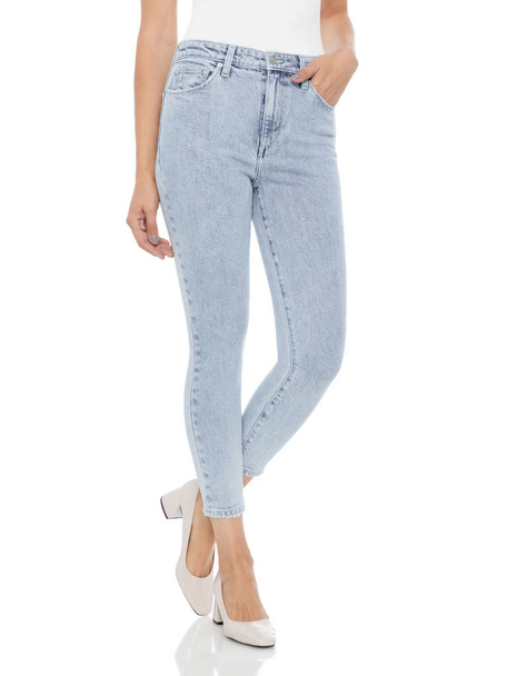 Crease & Clips Slim Women's Light Blue Jeans, Double Black jeans - Fade Resistant This mid-rise jeans, super skinny hugs every contour of the body, from hip to hem jean - 写真・画像