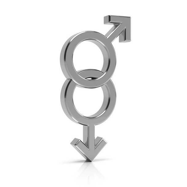 Rendering 3D simbolo gay. argento gay simbolo isolato su bianco indietro gr
 - Foto, immagini