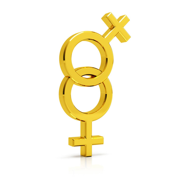 Símbolo lésbico 3d render. Oro lesbianas símbolo aislado en whit
 - Foto, Imagen