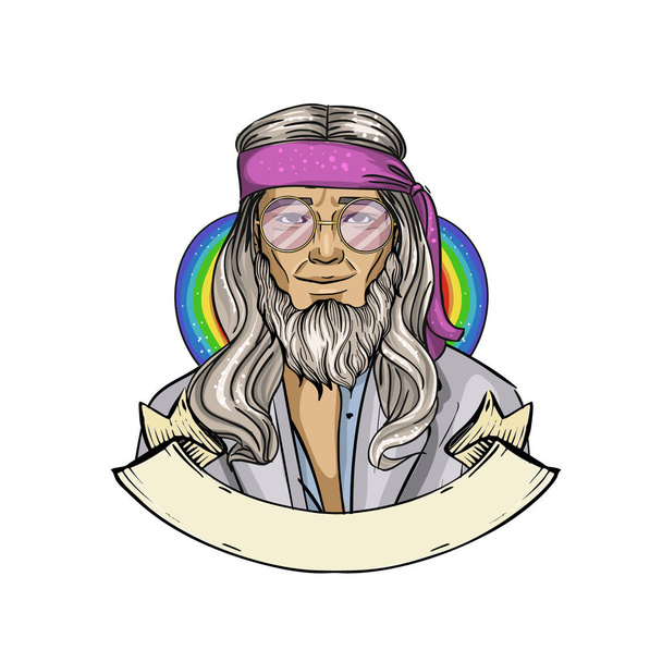 Hand drawn sketch hippie man - Vector, Image
