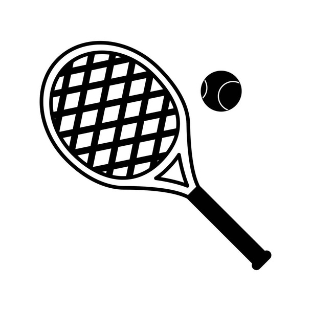raquette de tennis de sport avec ligne en bloc de balles icône - Vecteur, image