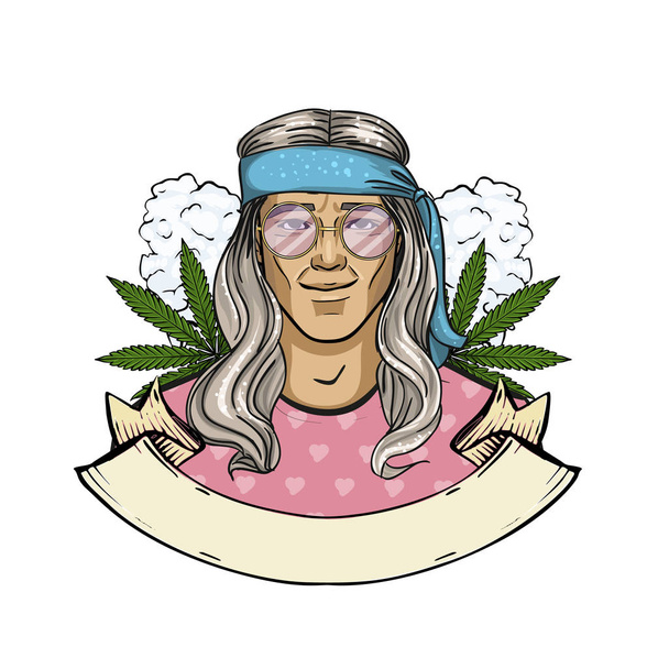 Dibujo dibujado a mano hippie hombre
 - Vector, imagen