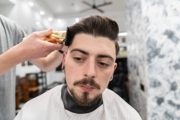 Mens haircut and hair styling. Mens beauty and hair care.  - Фото, изображение